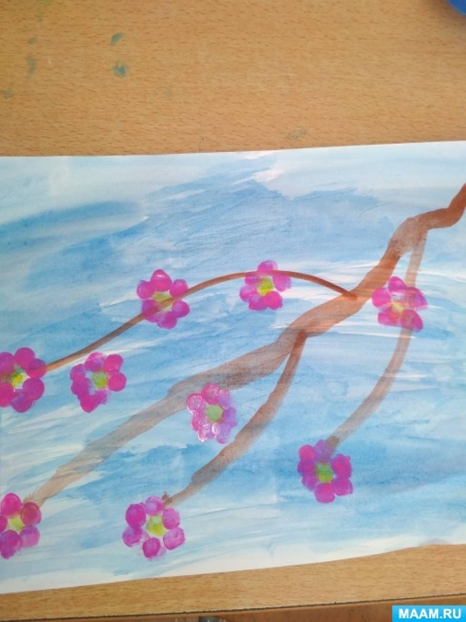 Мастер-класс по рисованию отпечатком пальца «Цветущая сакура» ко Дню цветущих деревьев на МAAM