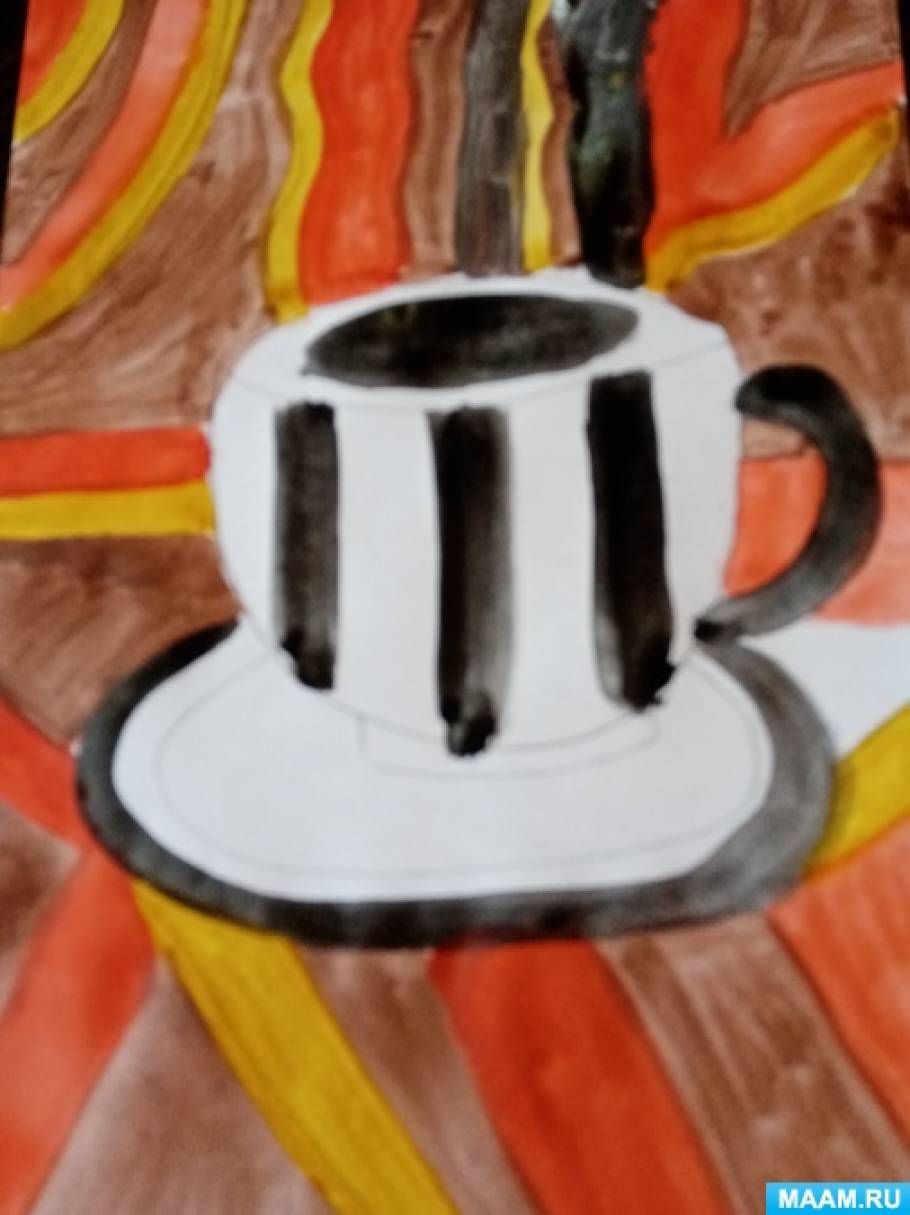 Фото №5 Публикация Мастер класс по рисованию по аборигеновски ватной палочкой Чашка чая для старших дошкольников размещена в разделах Ватные палочки