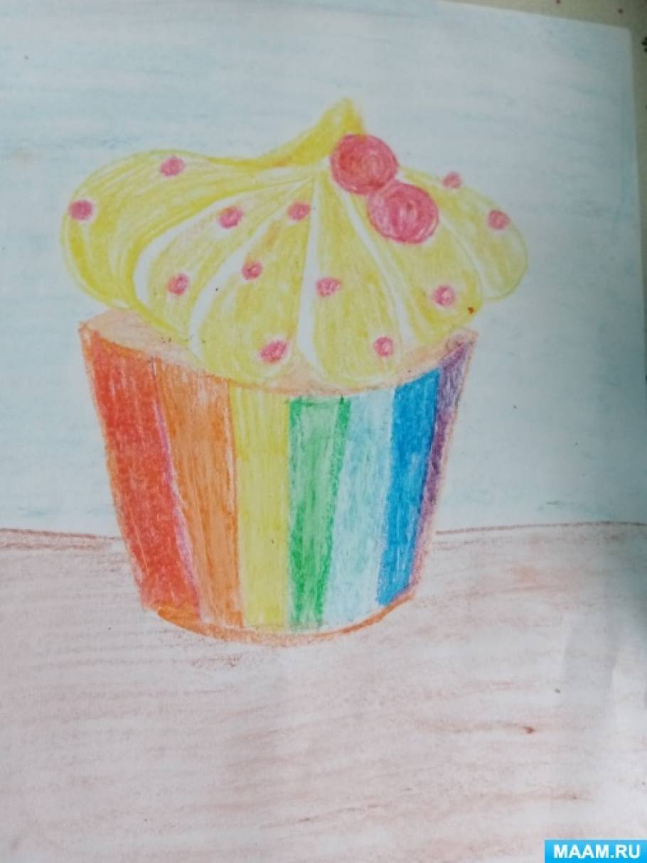 Мастер-класс по рисованию натюрморта масляной пастелью «Ванильное пирожное» для старших дошкольников