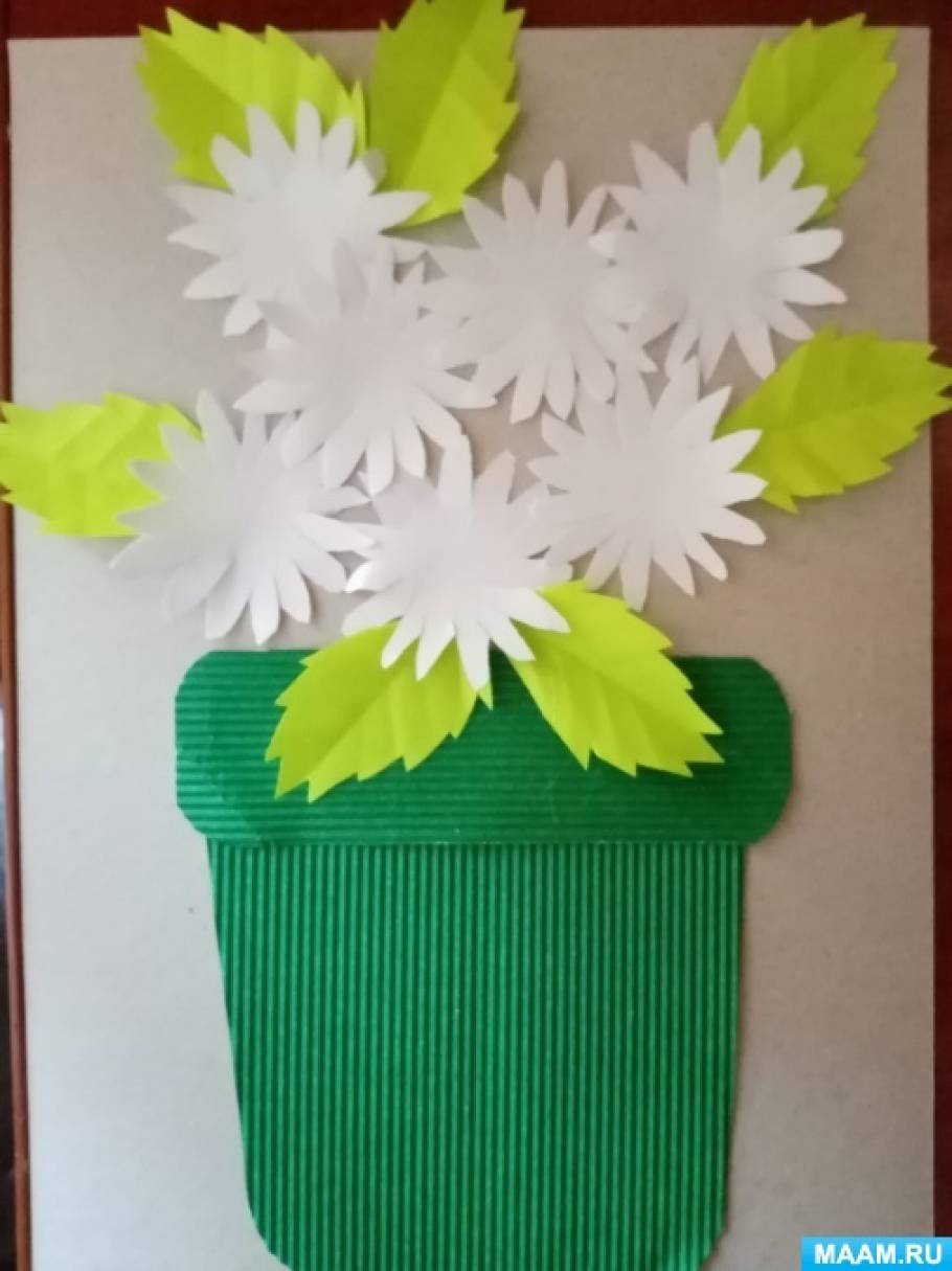 Мастер-клас по объёмной аппликации «Ромашки в горшочке» для старших ...