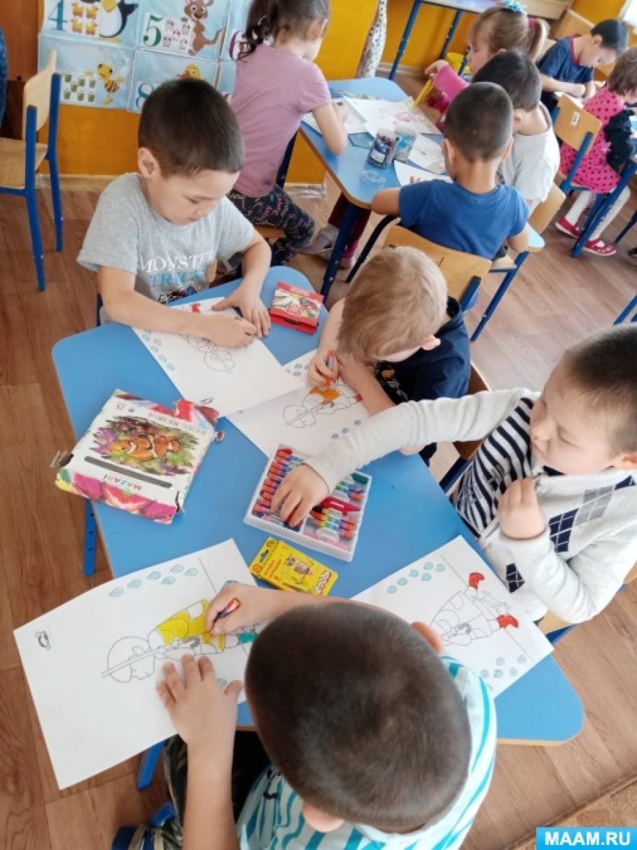 Смотреть фотографию №2 Фото №2 Материалы альбомный лист бумаги с силуэтом детей фломастеры восковые мелки