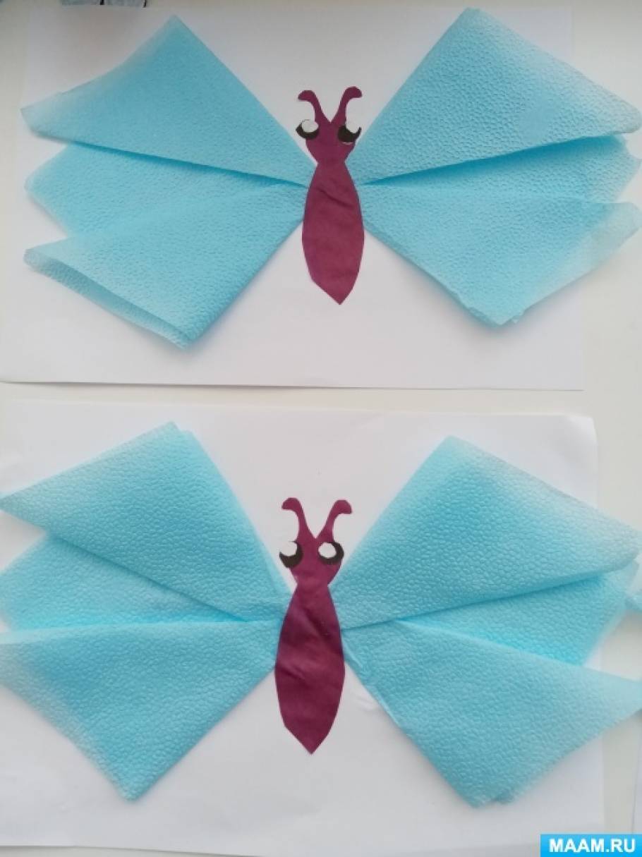 Детский мастер-класс по аппликации из бумажных салфеток в технике оригами «Бабочка»