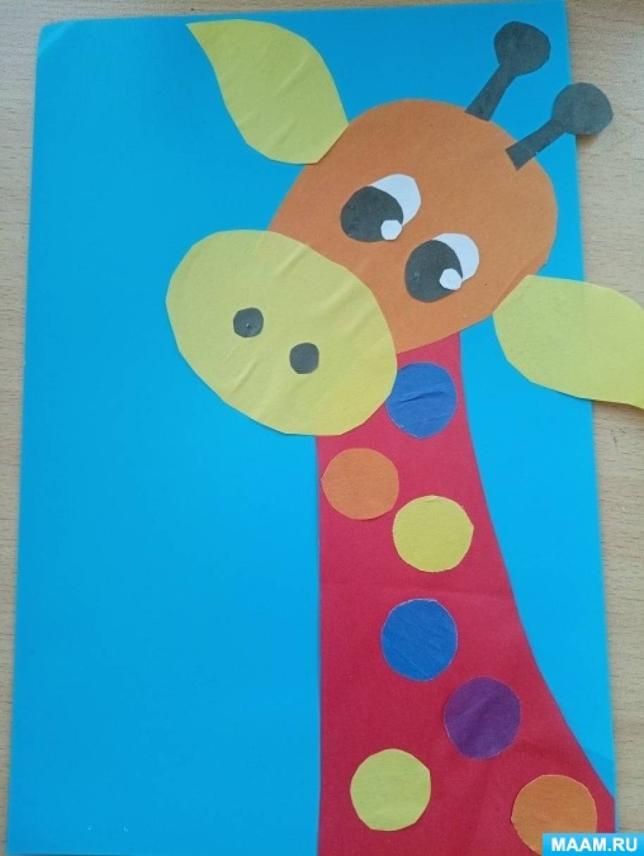 Детский мастер-класс по плоскостной аппликации «Радужный жираф» для старших дошкольников