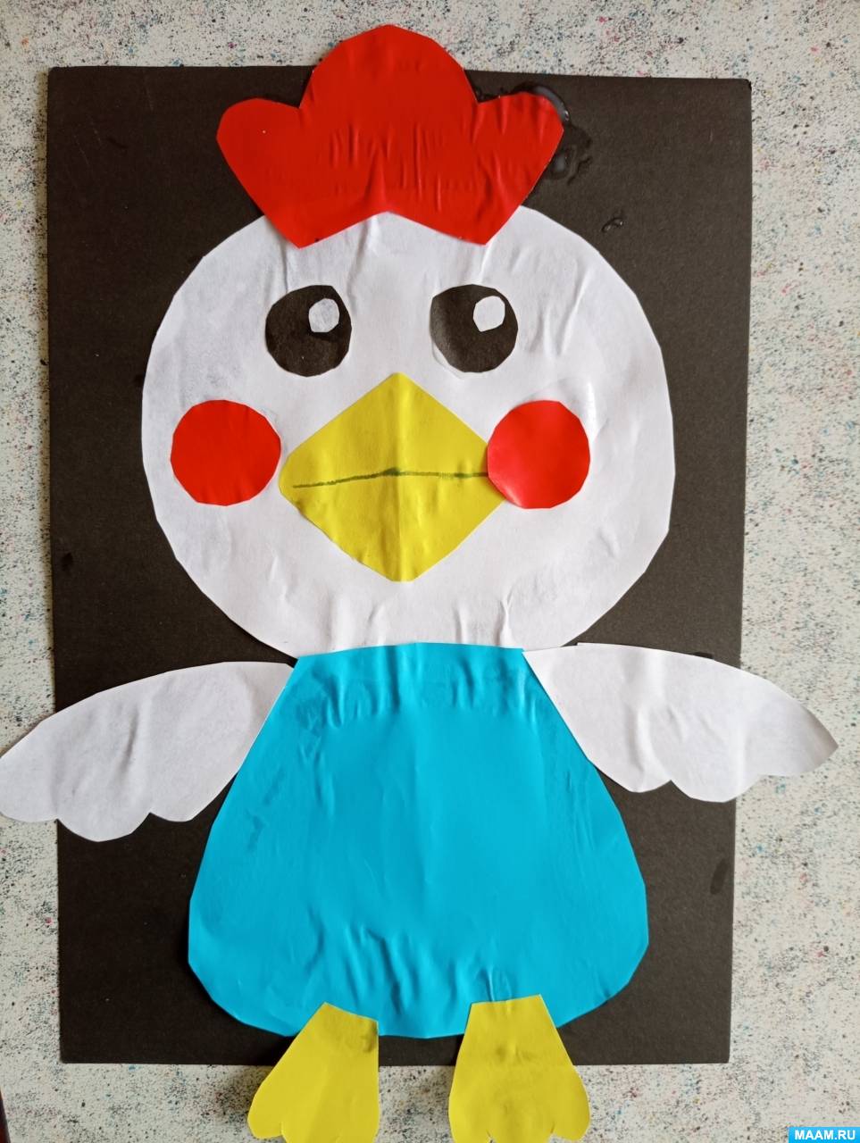 Детский мастер-класс по плоскостной аппликации «Цыплёнок Цыпа» для дошкольников