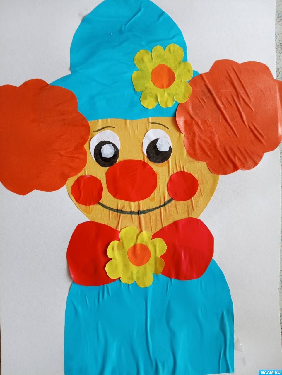Детский мастер-класс по плоскостной аппликации «Рыжий клоун» для дошкольников