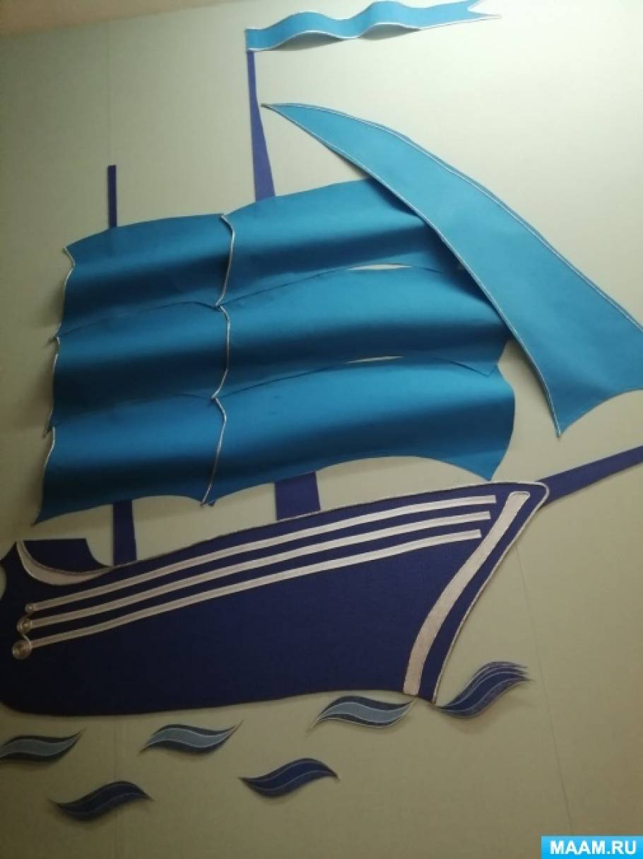 Оформление стены в ДОУ «Корабль с парусами»