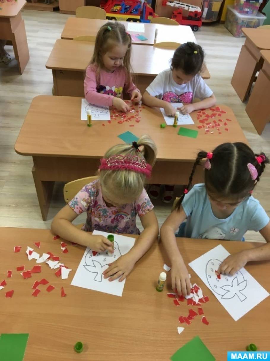 Конспект НОД по изготовлению аппликации в средней группе - фото