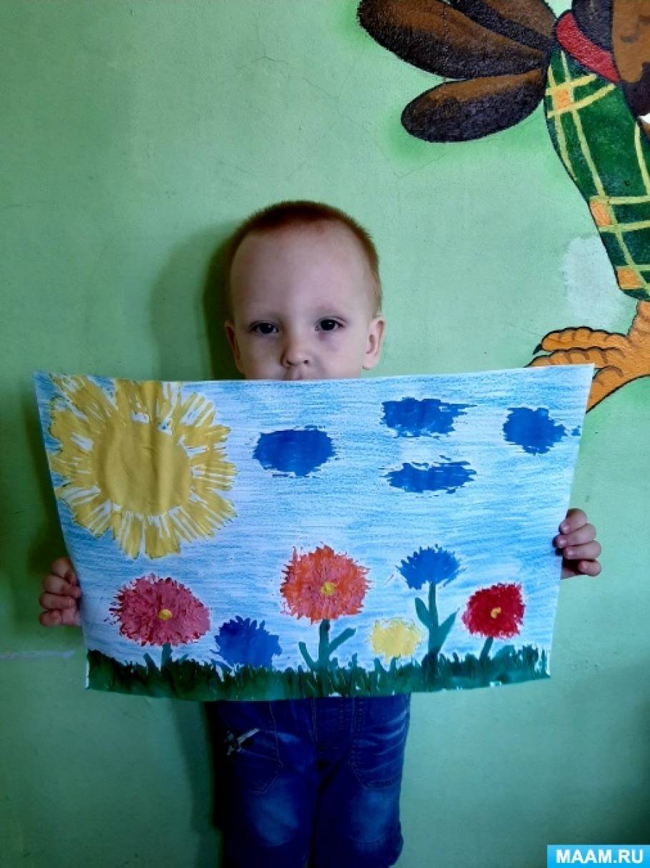 Совместный мастер-класс по нетрадиционной технике рисования вилкой «Цветочная поляна» для детей раннего возраста