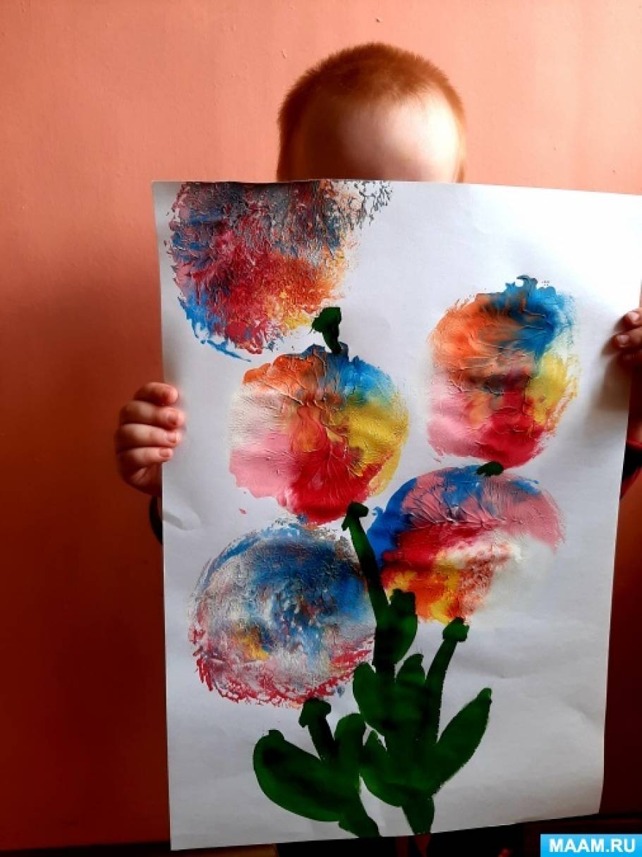Совместный мастер-класс по нетрадиционной технике рисования воздушными шарами «Цветы» для детей раннего возраста