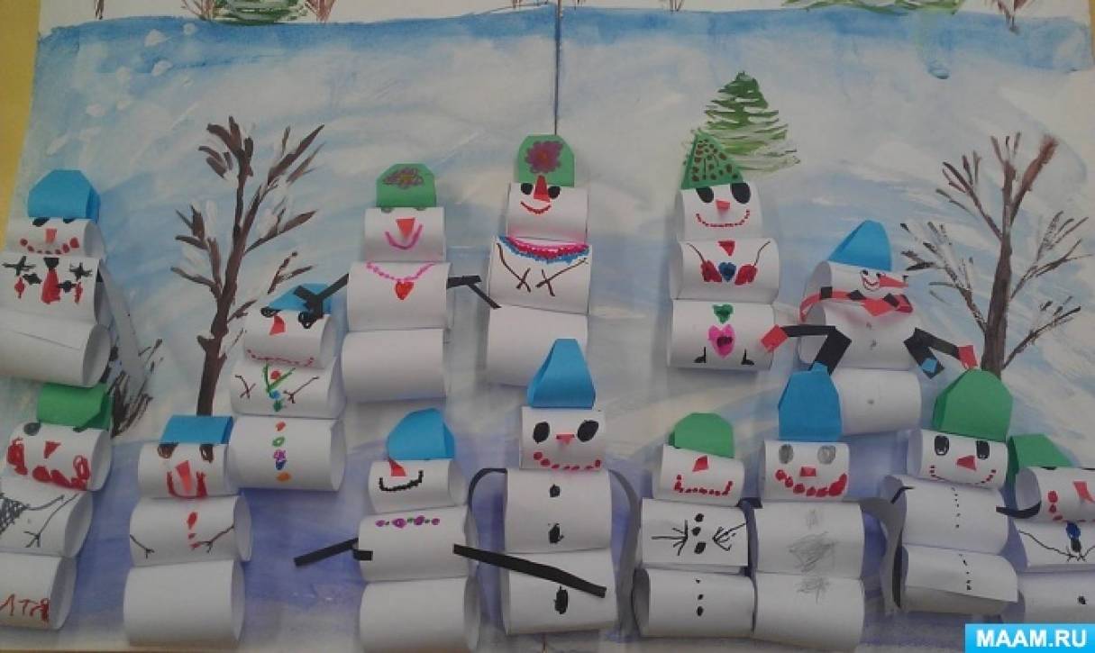 Конспект ООД по конструированию из бумаги для детей 6–7 лет «Веселые снеговики»