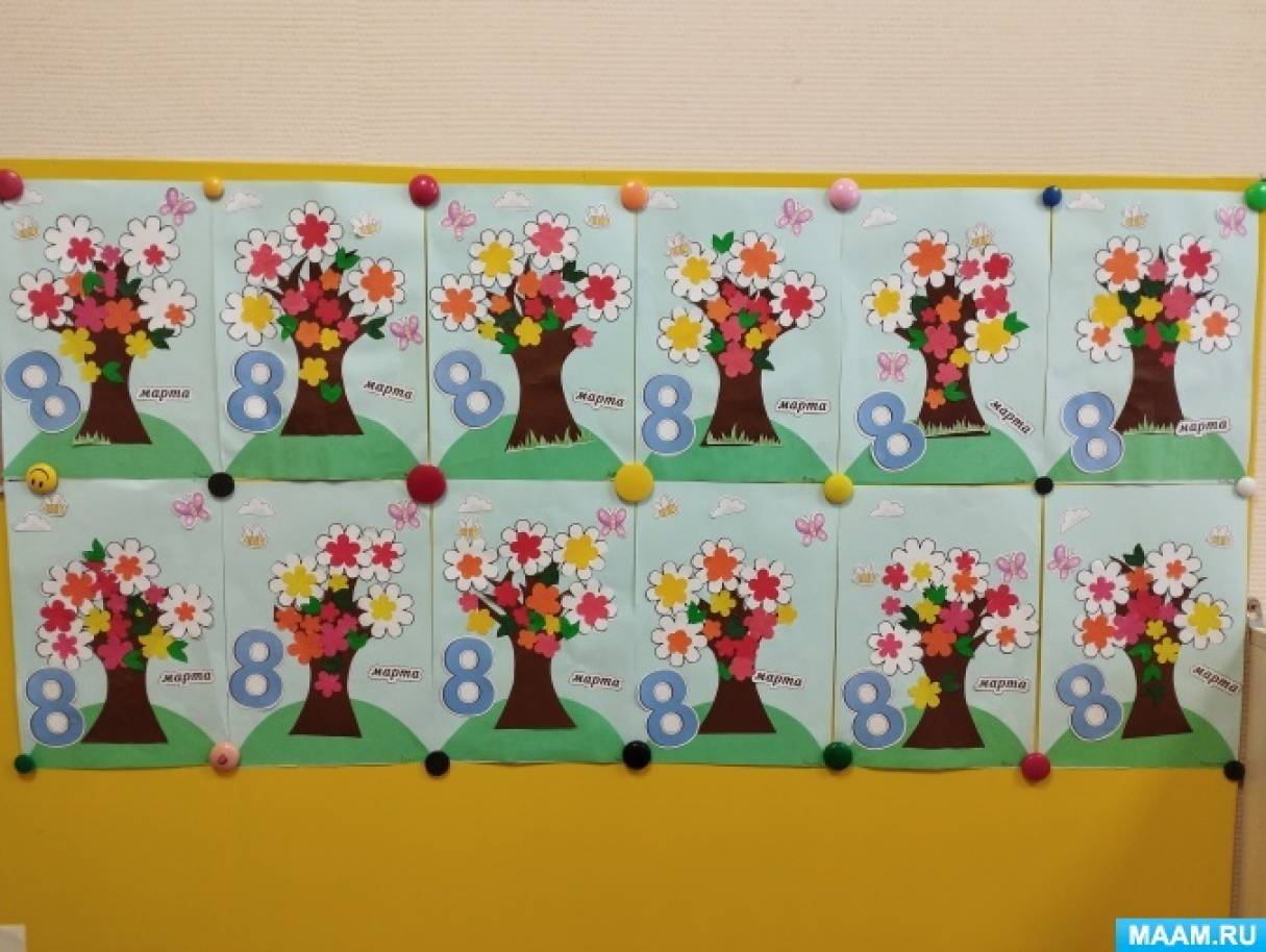 Мастер-класс по изготовлению аппликации к 8 Марта «Цветущее дерево»