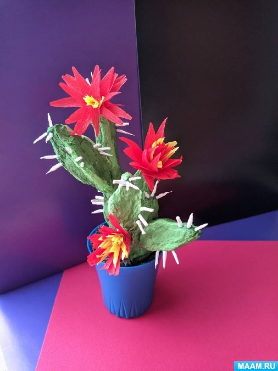 Мастер-класс «Цветущий кактус» с использованием салфеток для детей 6–7 лет к Дню кактусов на МAAM