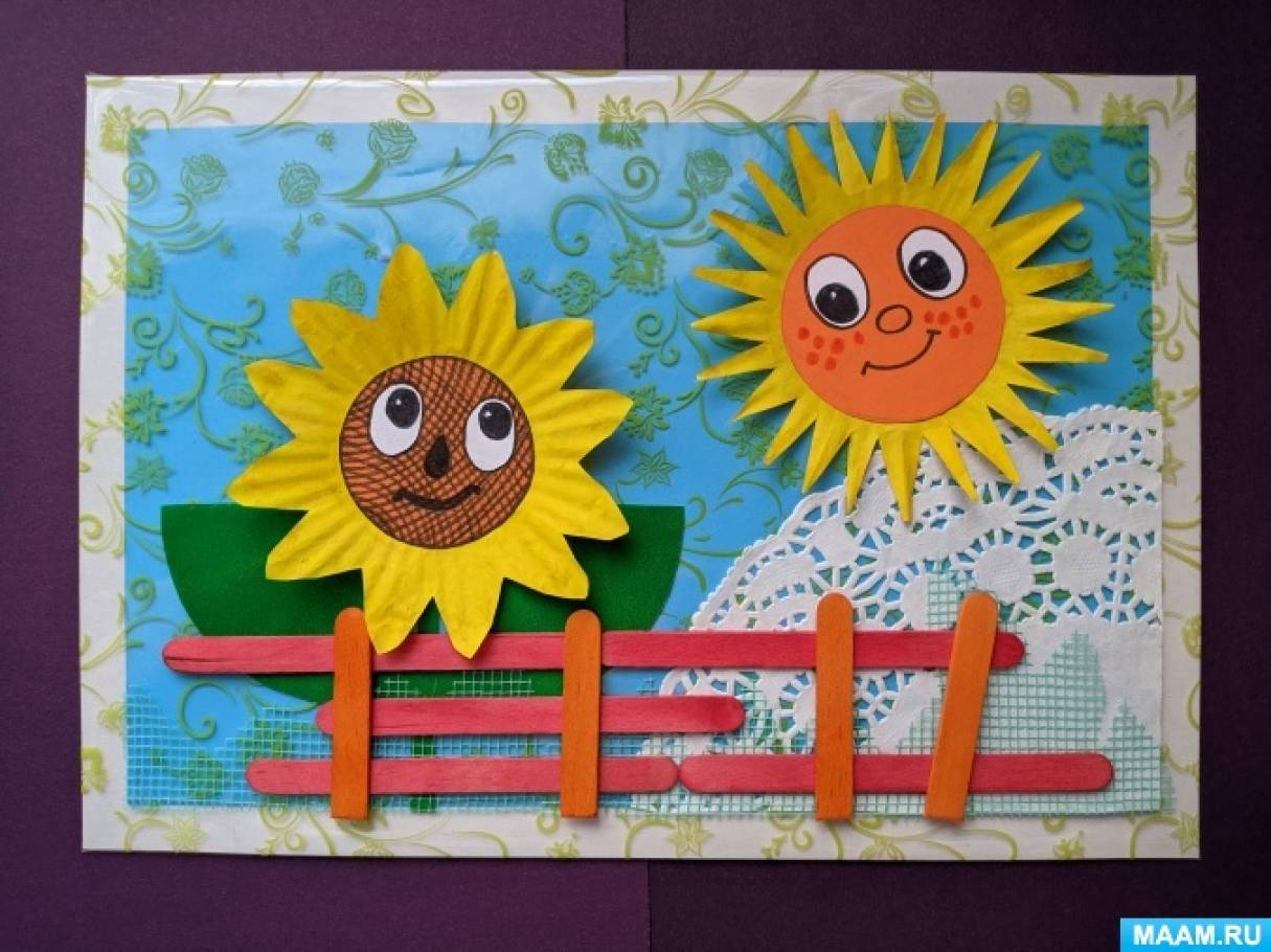 Мастер-класс по созданию картины «Два солнышка» с использованием бумажных формочек