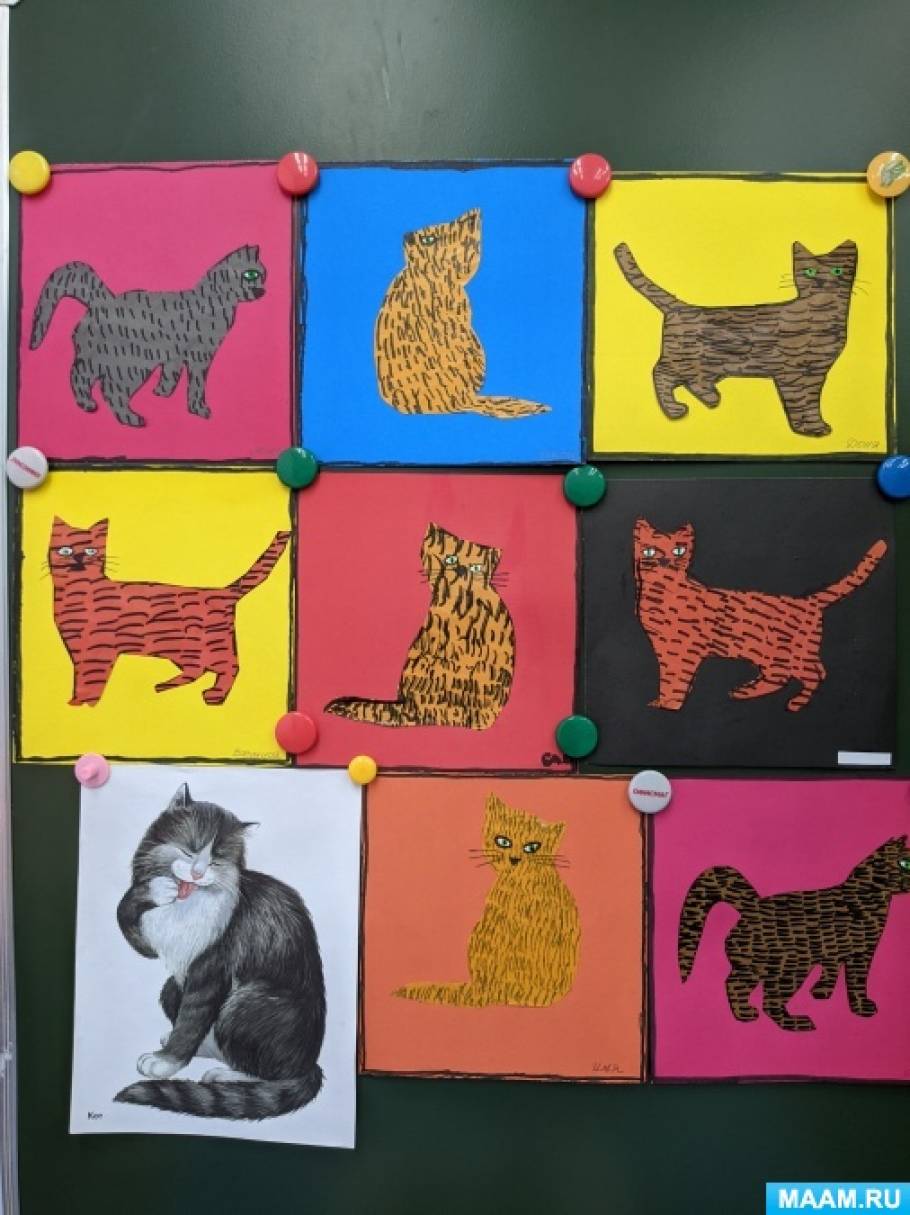 Мастер-класс по аппликации с элементами рисования «Пушистые котики» с детьми старшей группы