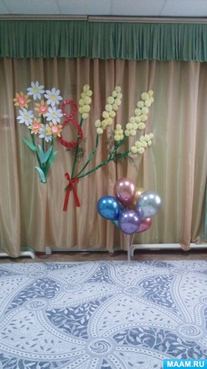 оформление шарами праздника 8 марта