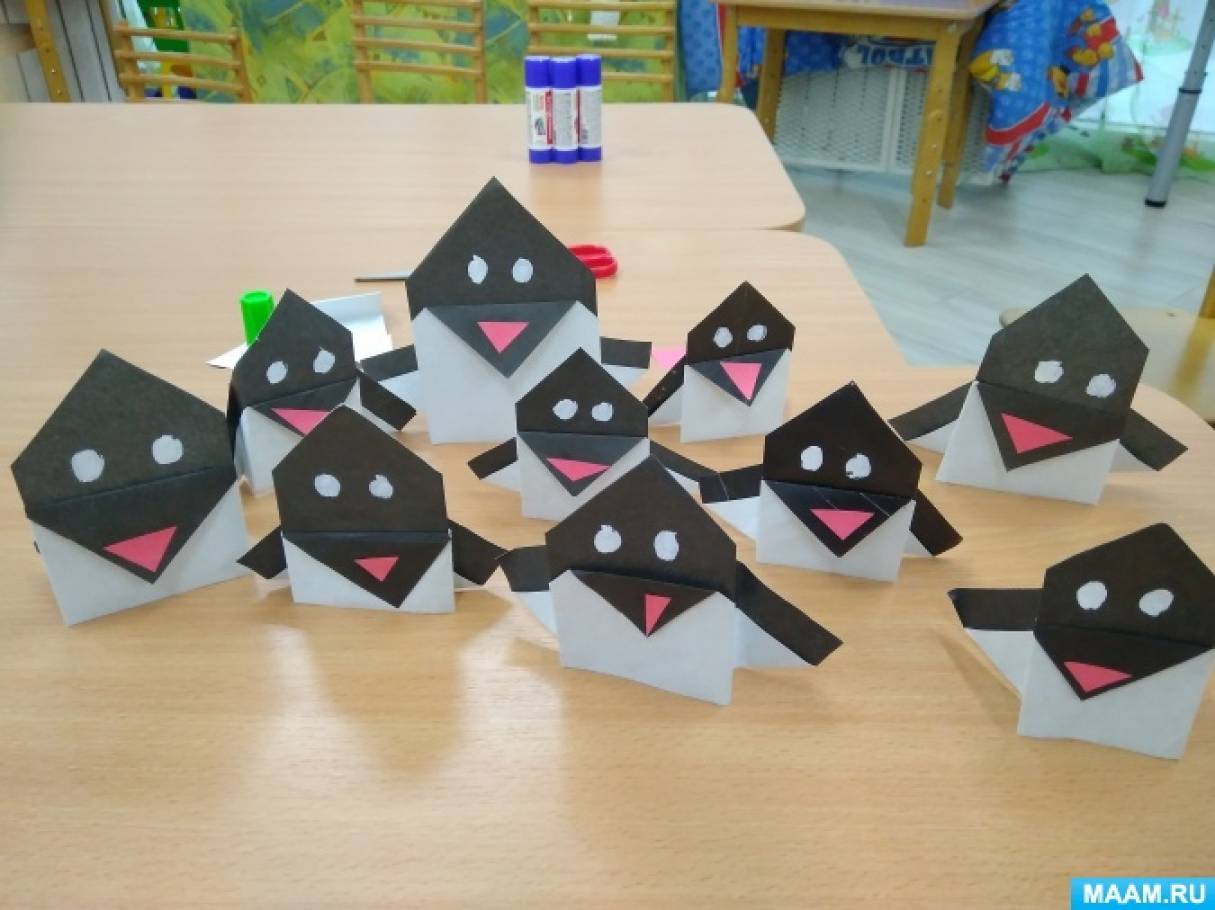 Пингвин из бумаги. Техника «оригами». Мастер-класс