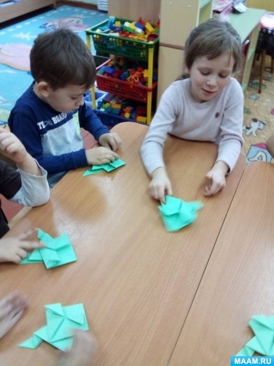 Конспект ООД по конструированию из бумаги в технике оригами «Лягушка» подготовительная группа
