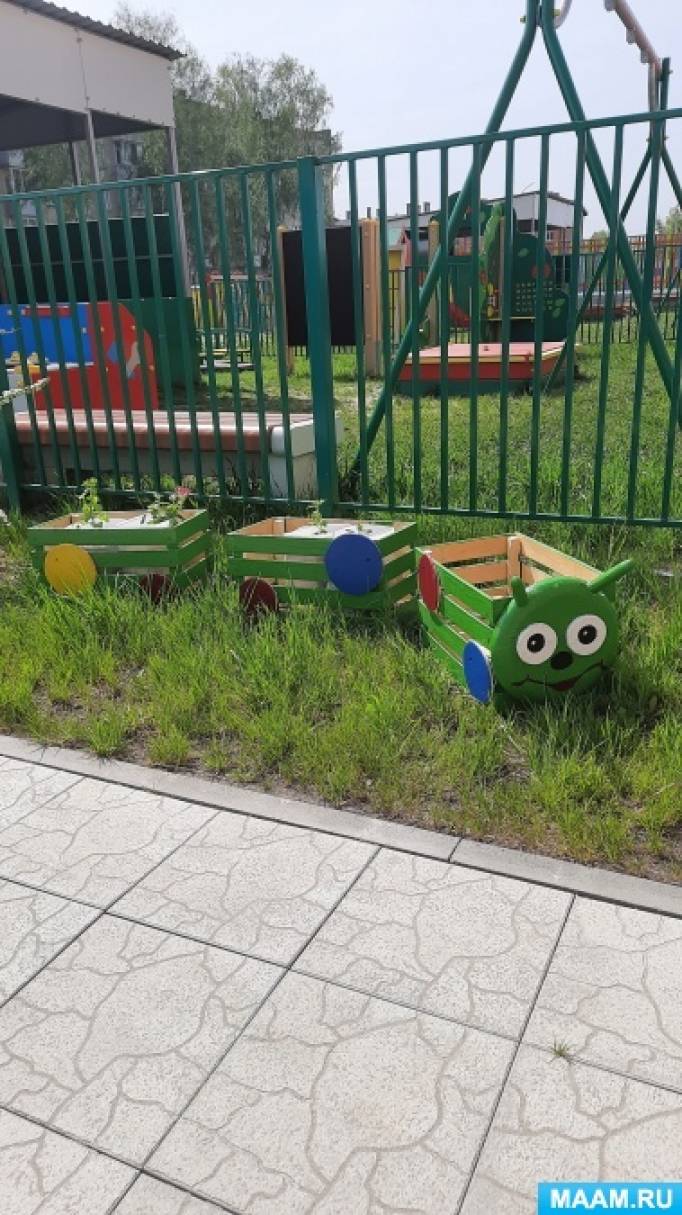 Клумба «Гусеница» в детском саду