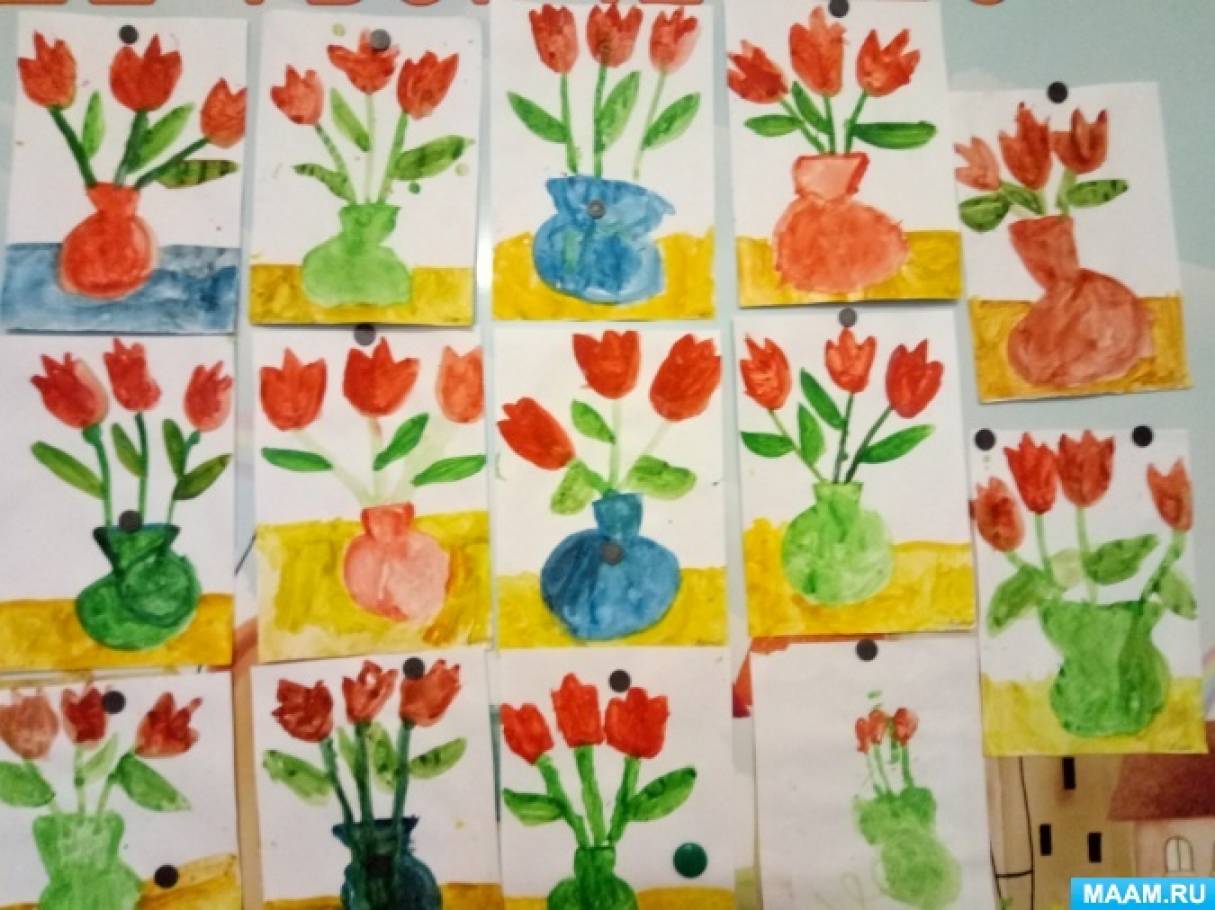 Рисование цветы во второй младшей группе. Рисование тюльпаны в младшей группе. Рисование тюльпаны в средней группе. Рисование цветы средняя группа. Рисование цветы для мамы средняя группа.