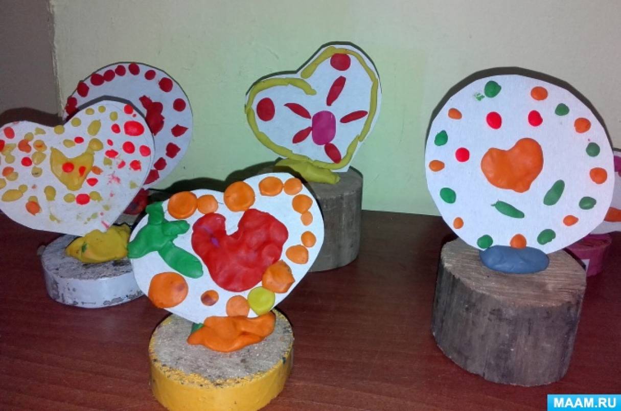 лепка сердечко.