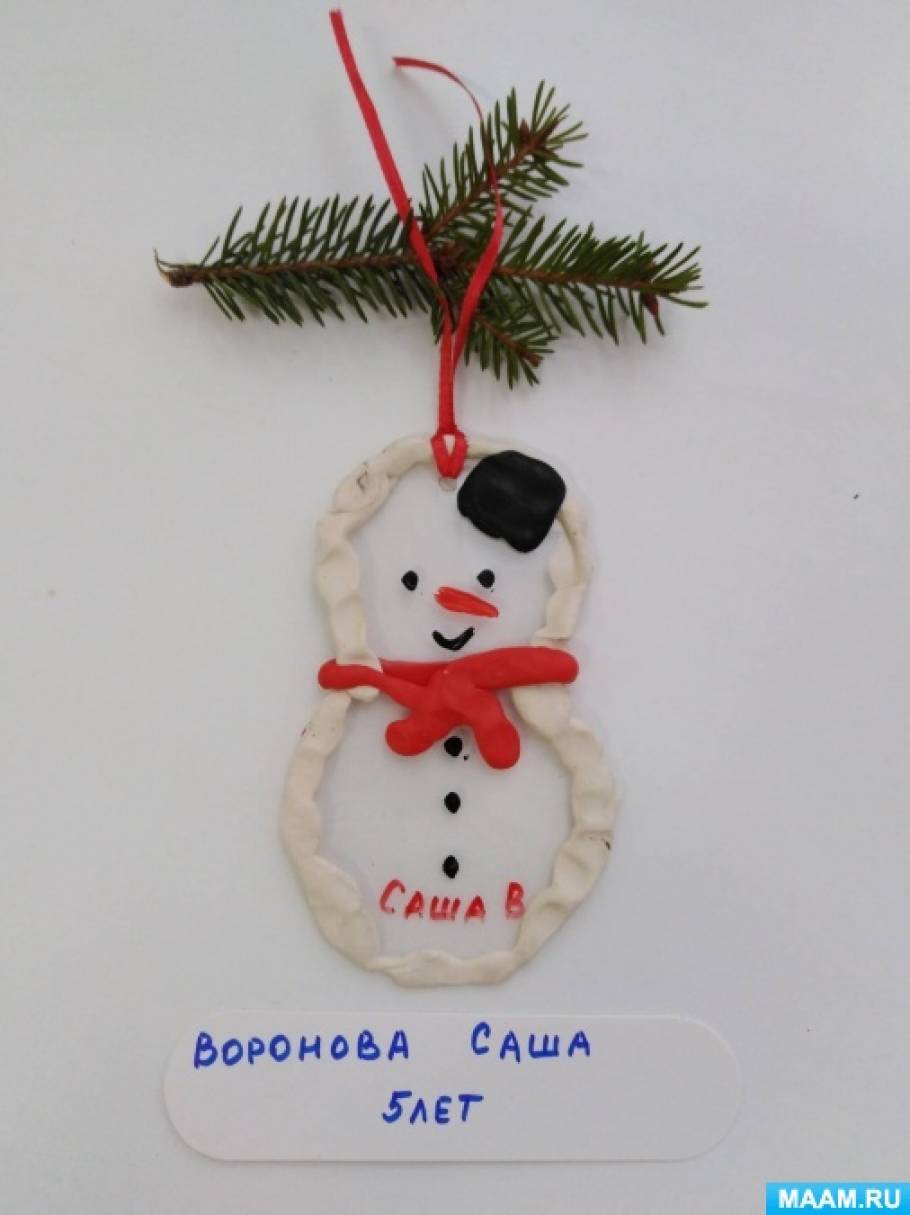 Мастер-класс по изготовлению украшения на ёлку «Весёлый снеговик» для детей старшего возраста