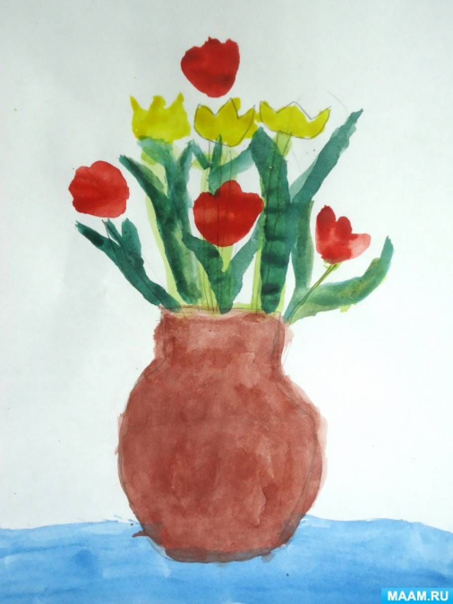 Занятие рисование цветы для мамы