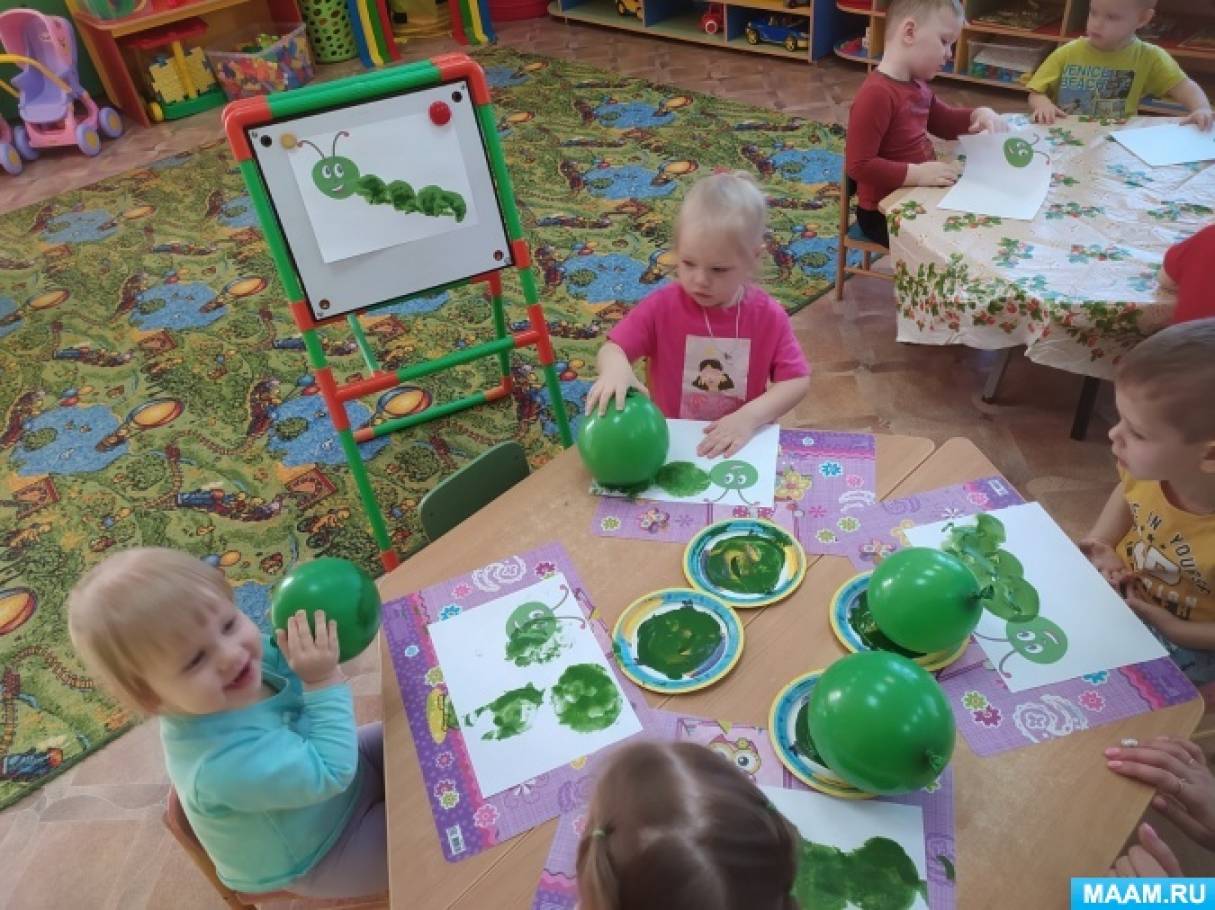Конспект занятия по рисованию воздушными шариками с детьми младшего возраста «Гусеница»