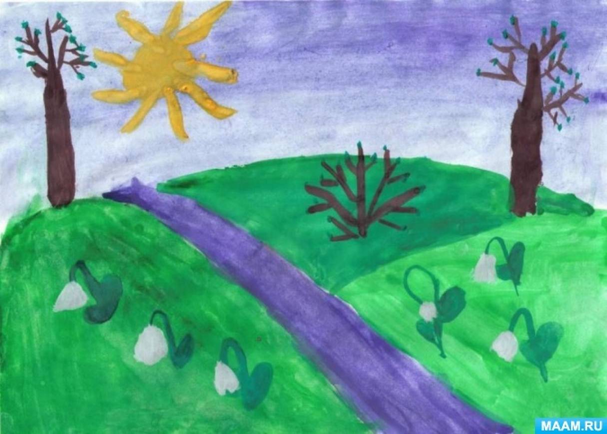 Урок весенний пейзаж 2 класс. Рисунок на весеннюю тему. Весенние темы для рисования с детьми.