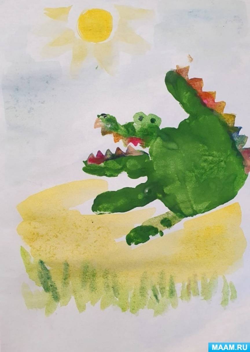 Совместный мастер-класс по рисованию для детей младшего дошкольного возраста «Крокодильчик» к Всемирному Дню крокодила