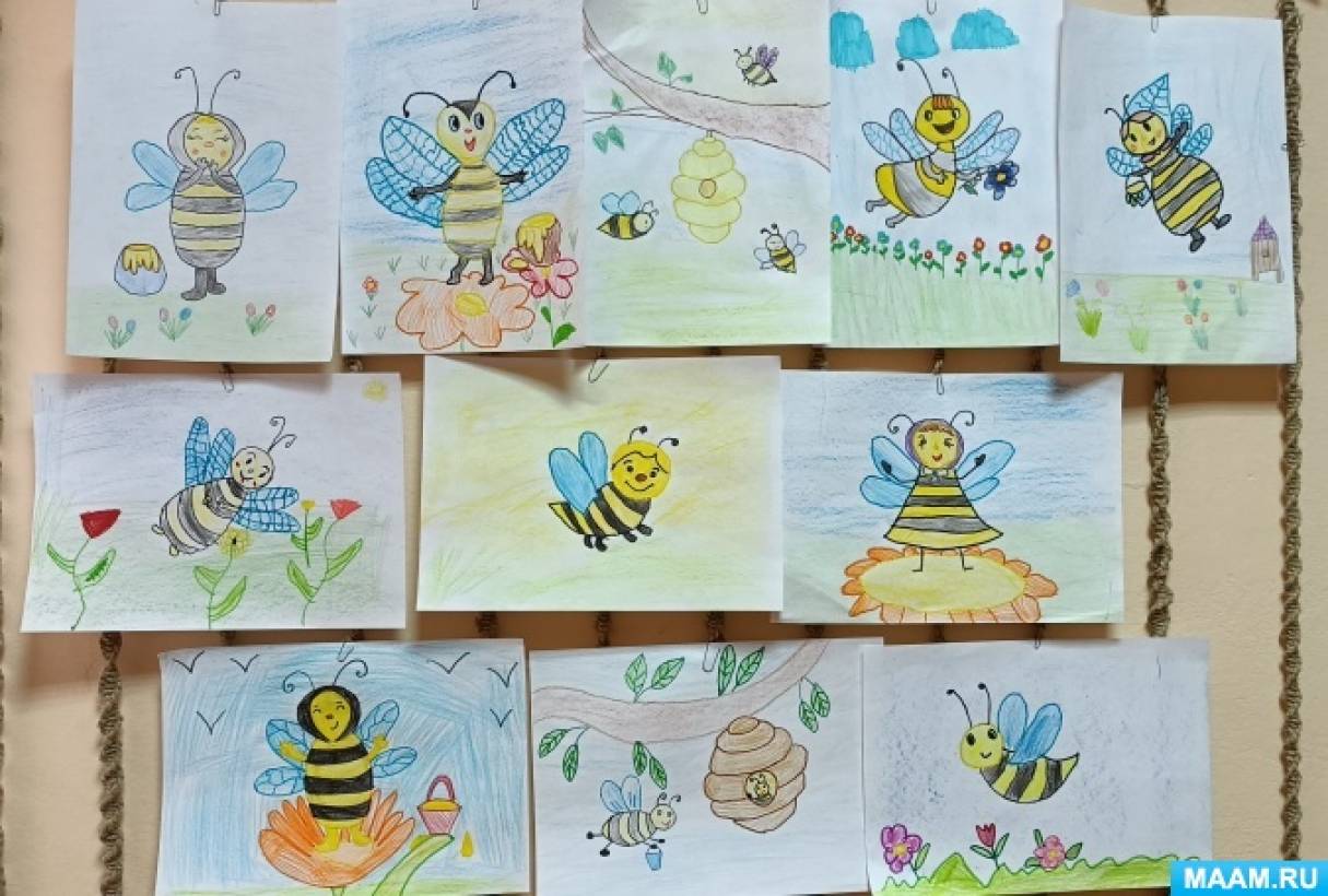 Конспект НОД по рисованию в подготовительной коррекционной группе «Пчелиная семья»