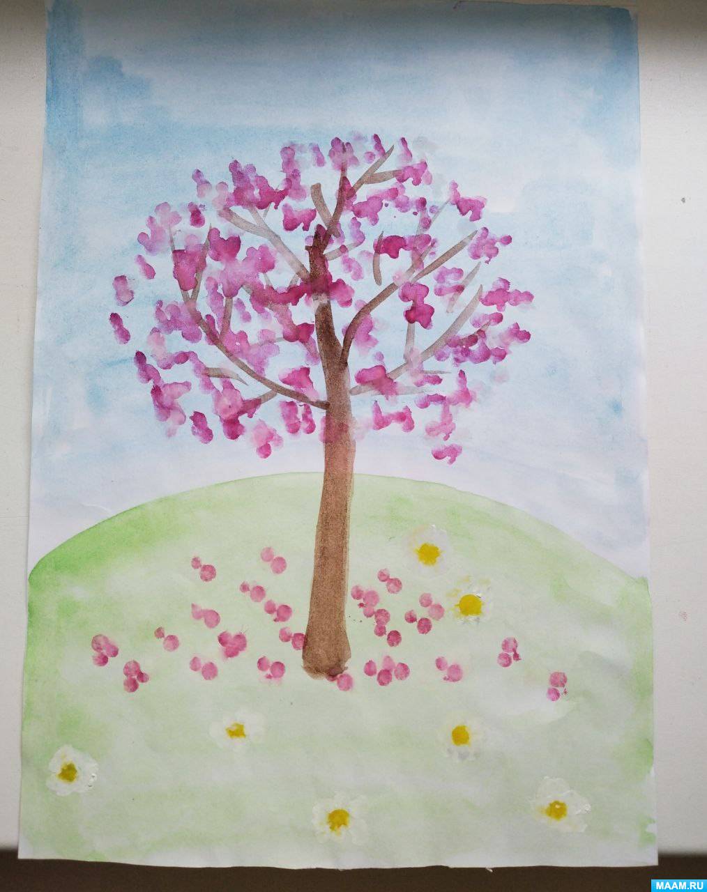 Конспект занятия по рисованию ватными палочками «Цветущее дерево» в средней группе детей с ЗПР