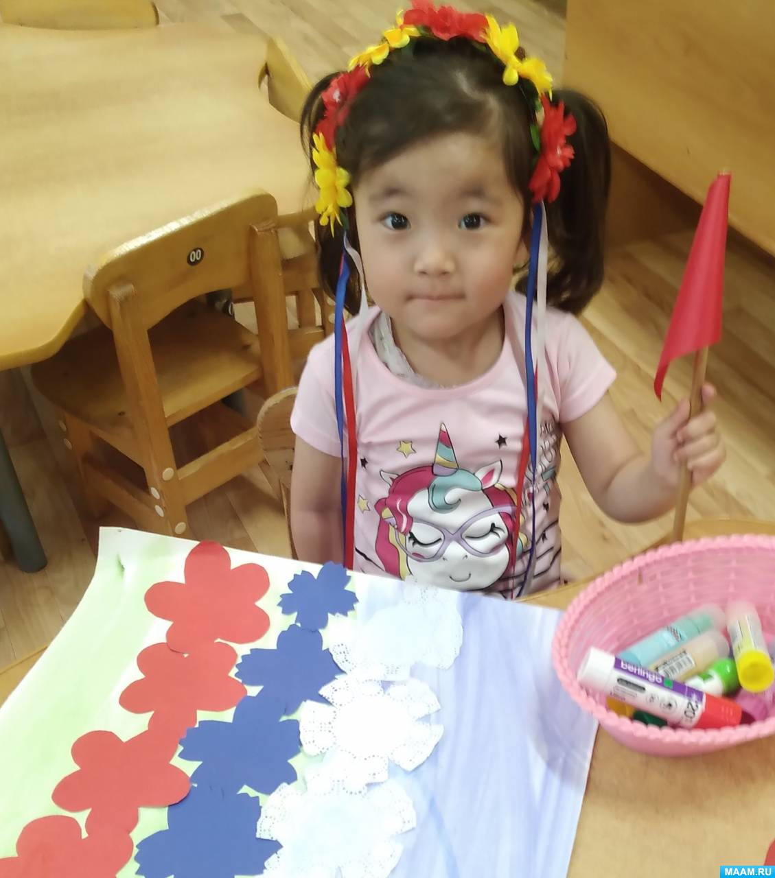 Фотоотчет о занятии по коллективной аппликации «Я люблю тебя, Россия» в ...