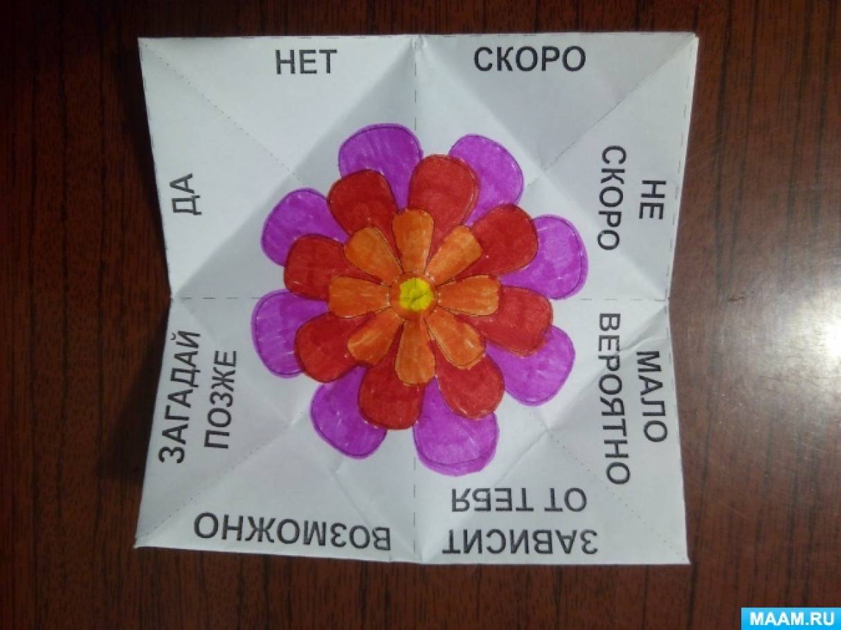 Оригами «Гадалка»: как сделать и заполнить гадалку из бумаги детям? Поэтапная схема гадалки из листа А4