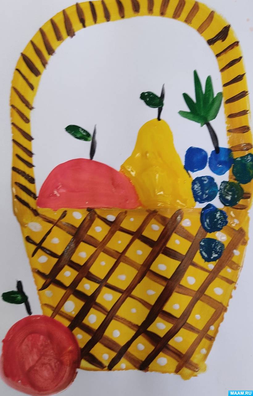 Мастер-класс по рисованию натюрморта «Корзина с фруктами» для детей старшей группы ДОУ