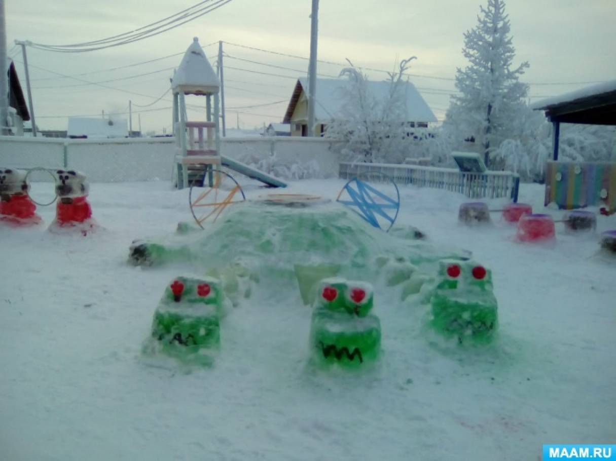 Снежные фигуры в детском саду своими руками: поделки из снега