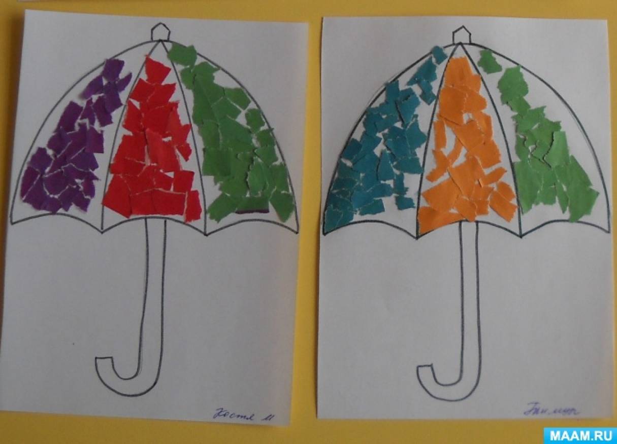 Зонтик младшая группа. Аппликация цветные зонтики. Зонтик поделка для детей. Аппликация зонтик. Зонтик аппликация для детей старшей группы.