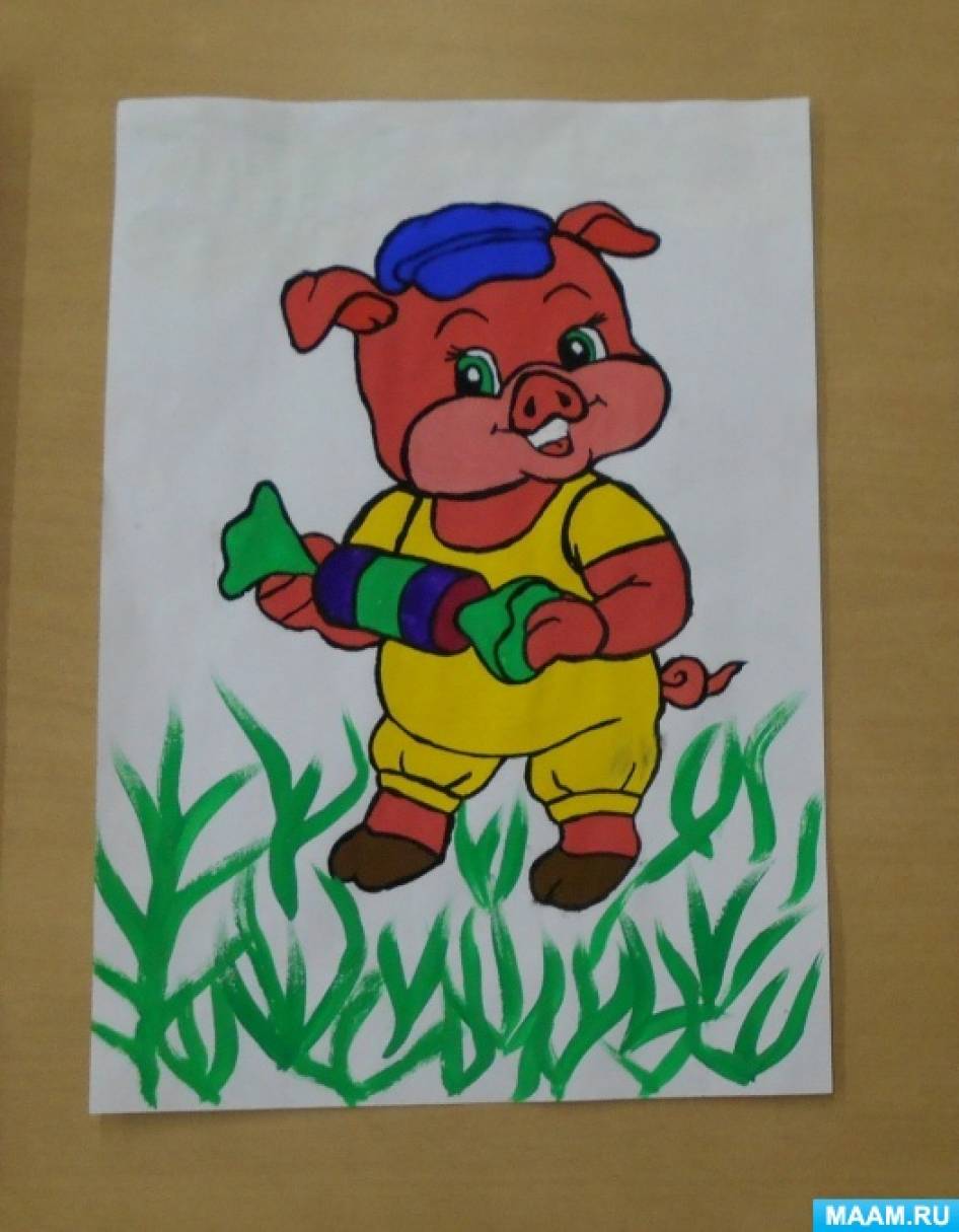 Фотоотчет детских рисунков в канун уходящего года «Свиньи»