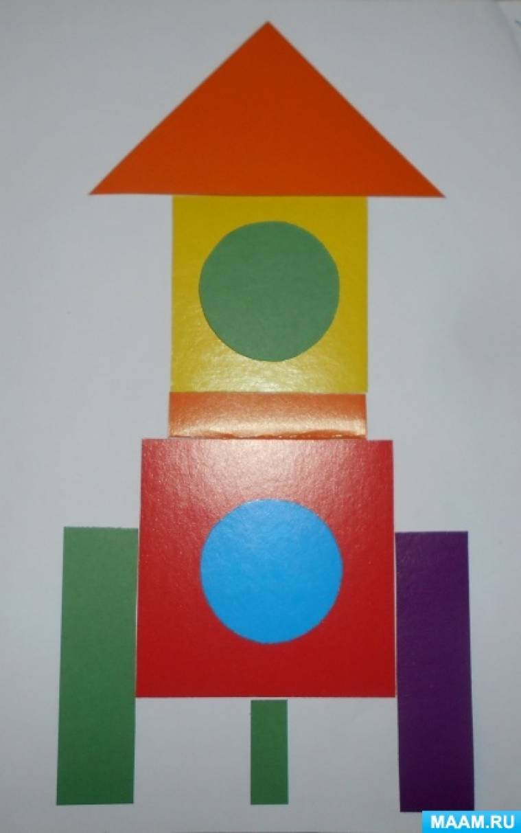 Мастер-класс по аппликации «Ракета из геометрических фигур» для детей 4–7 лет
