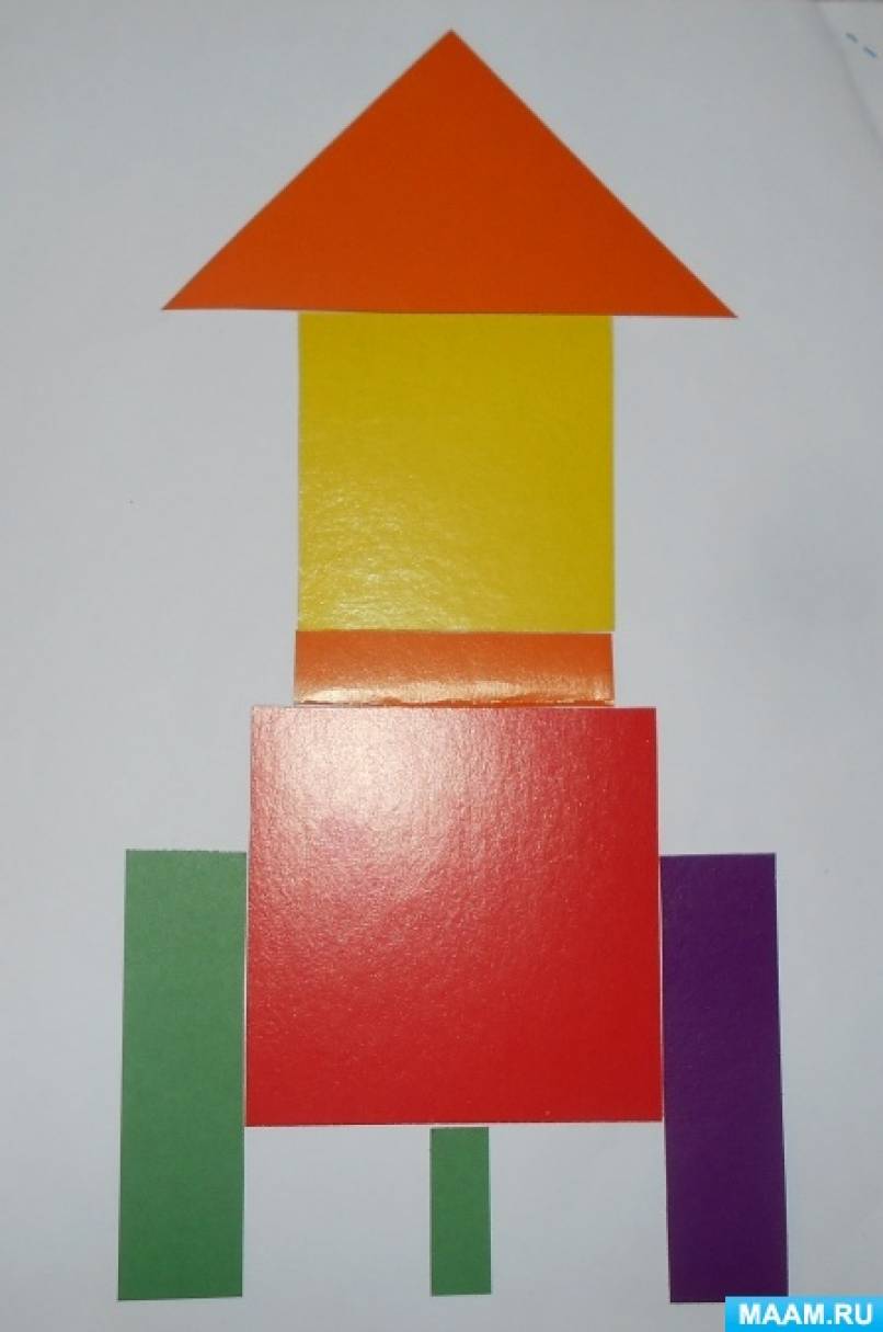 Мастер-класс по аппликации «Ракета из геометрических фигур» для детей 4 ...