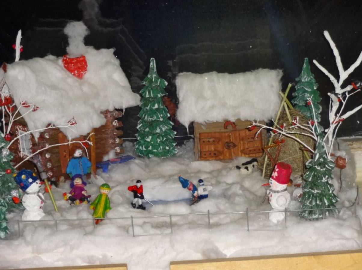 Зимний макет с домиками для детского сада своими руками. Пошаговая инструкция с фото