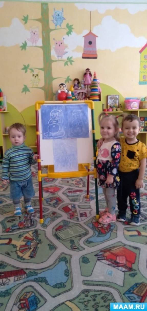Конспект занятия по рисованию в группе раннего возраста «Снеговик»