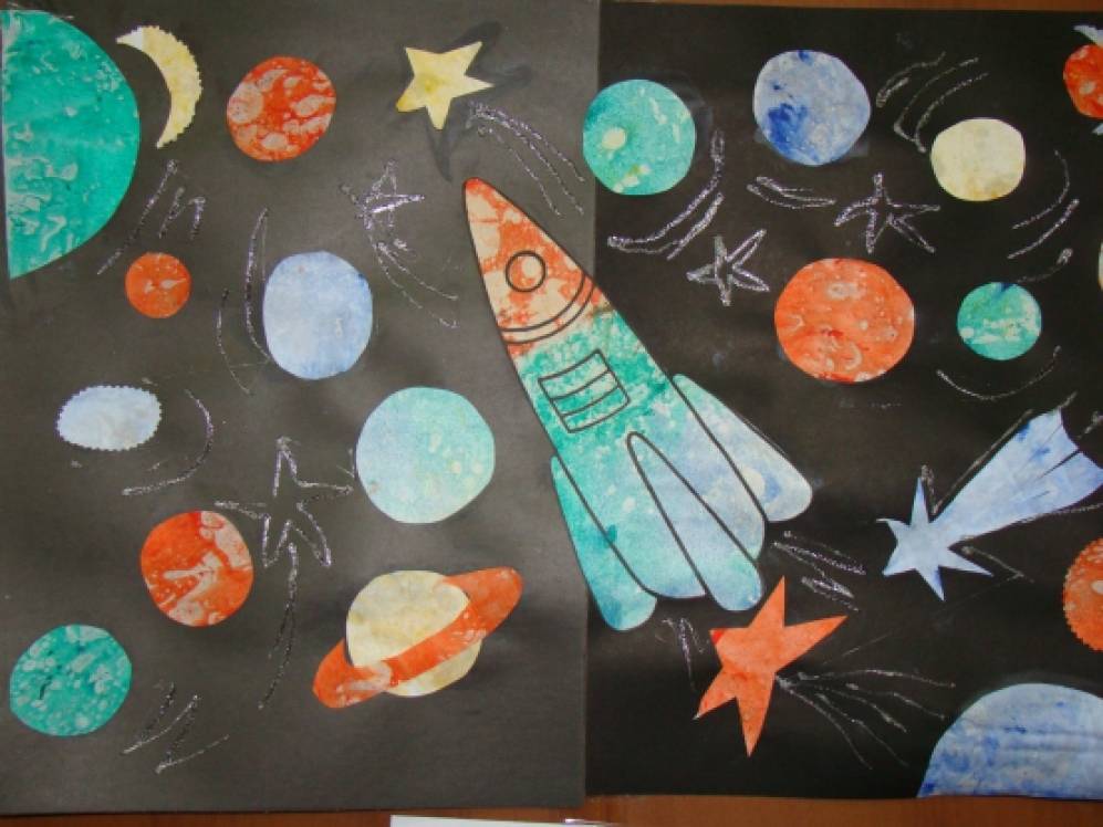 Нод день космонавтики. Рисование космос в подготовительной группе. Космос рисование с детьми детский сад. Аппликация ко Дню космонавтики. Рисование в детском саду ко Дню космонавтики.