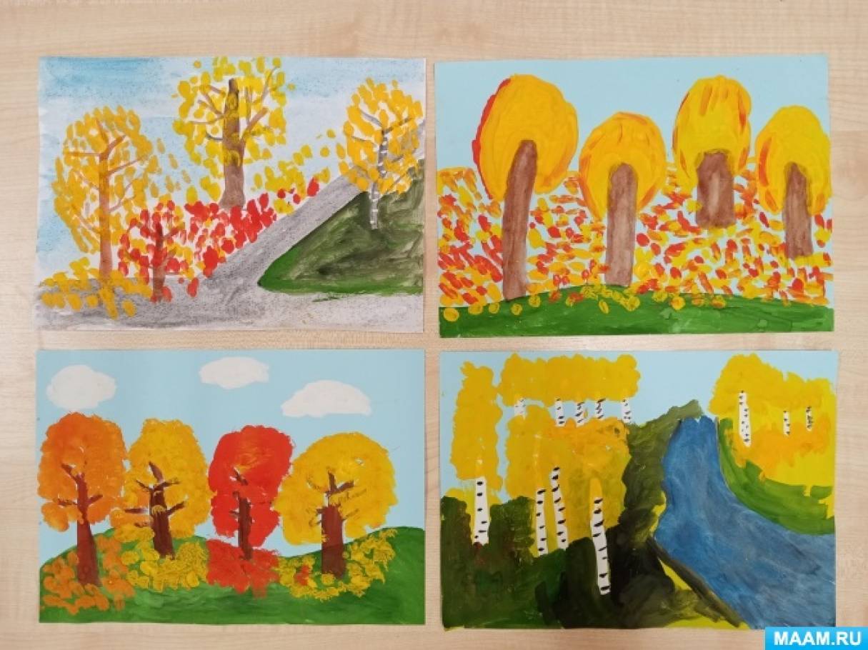 Занятие по рисованию «Какая осень тебе больше нравится» в технике «пейзаж»  (5 фото). Воспитателям детских садов, школьным учителям и педагогам -  Маам.ру