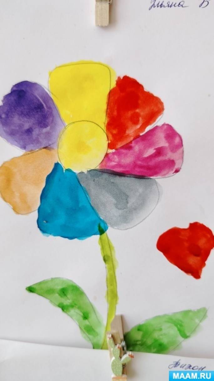 Занятие по рисованию красками «Красивые цветы» (2 фото). Воспитателям  детских садов, школьным учителям и педагогам - Маам.ру