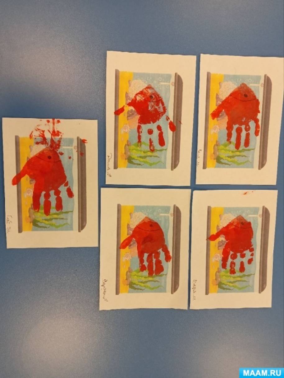 Конспект занятия по рисованию ладошками «Рыбки» (6 фото). Воспитателям ...