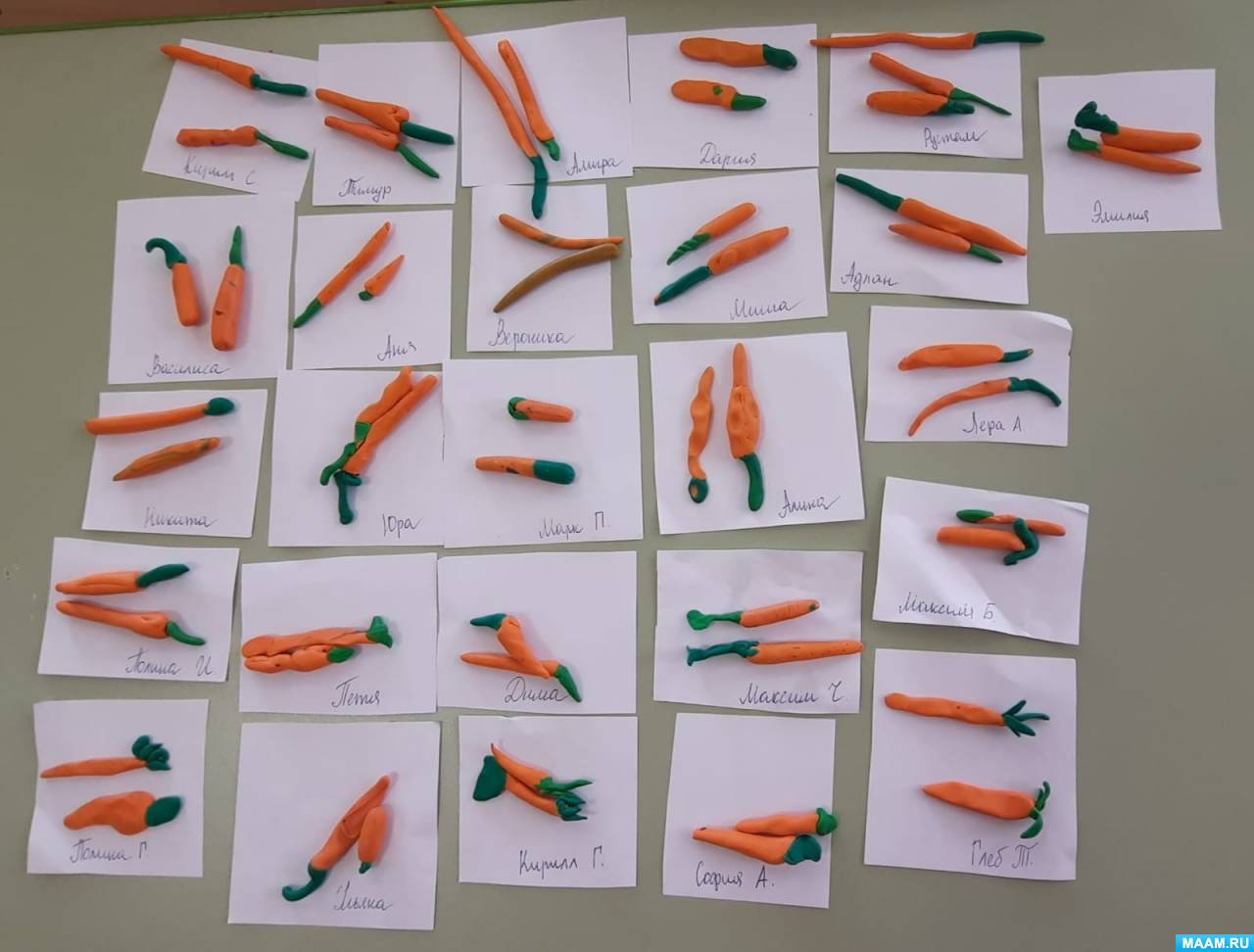 Занятие по лепке в средней группе «Большие и маленькие морковки»