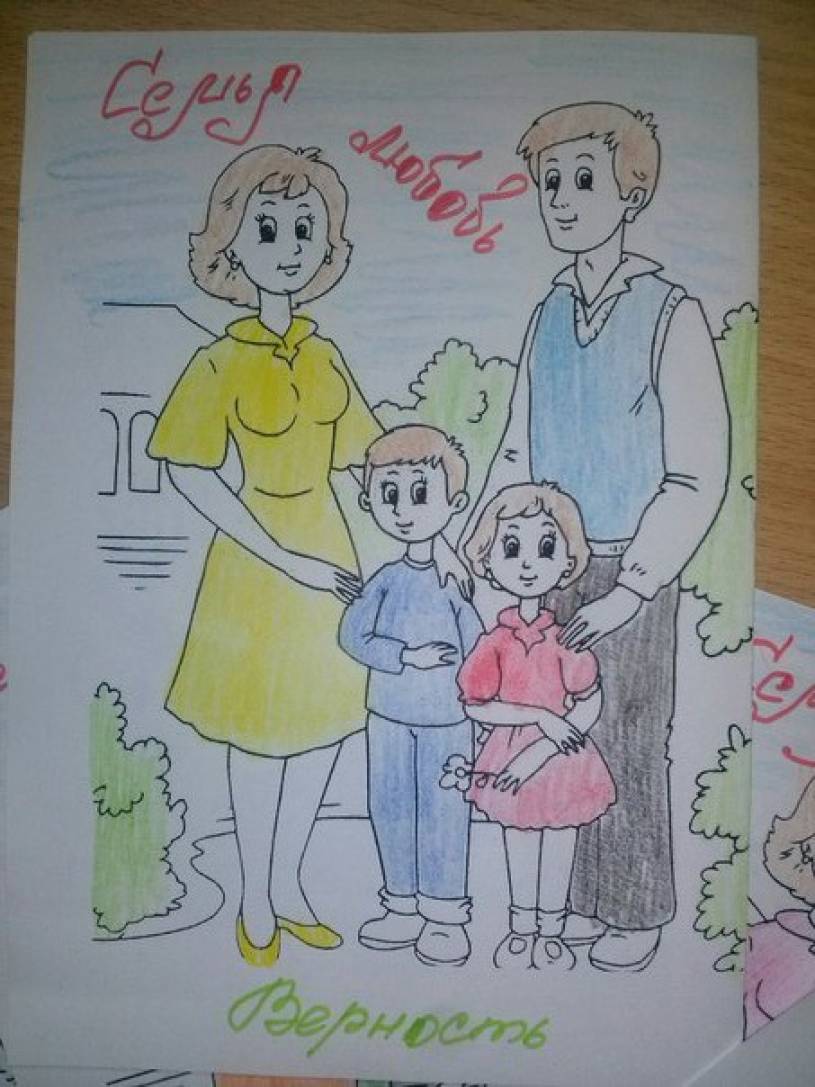 Семья в машине рисунок