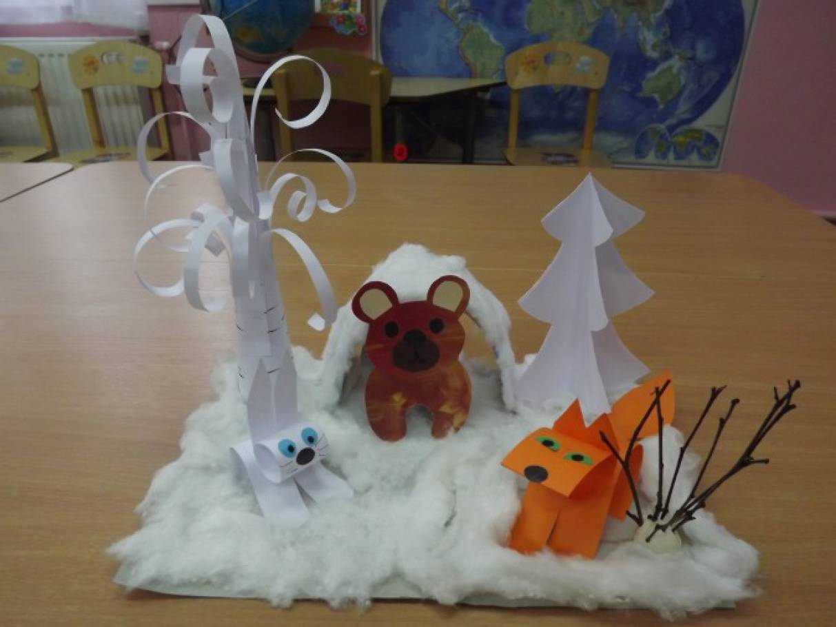 Мастер-класс: изготовление макета в рамках реализации проекта «Дикие животные в зимнем лесу»