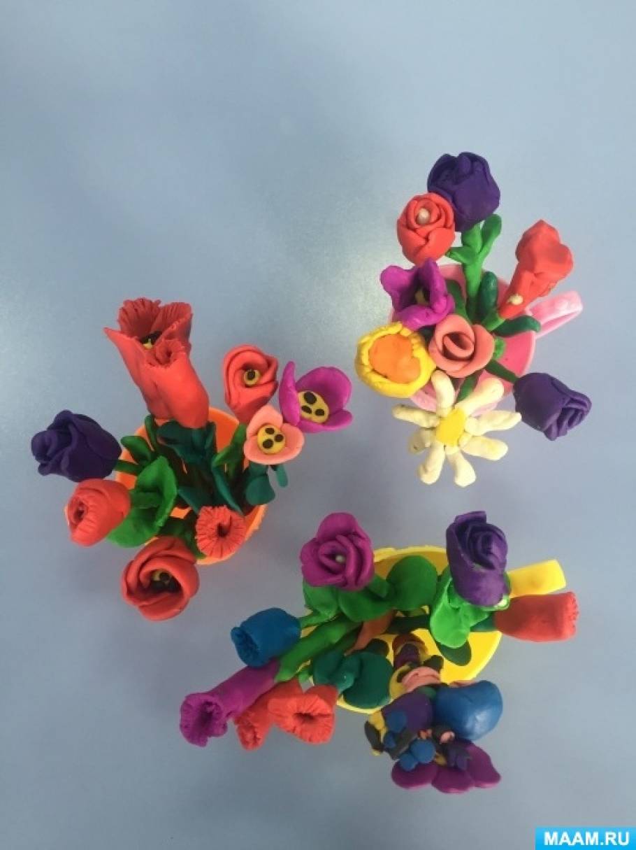 Конспект занятия по лепке для детей старшего дошкольного возраста «Цветы для любимых женщин — тюльпаны, розы, ромашки, лилии»