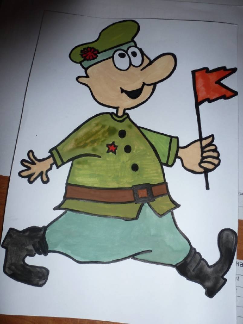 Нарисовать солдата красками